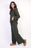 Loose Long Sleeve Top and Wide Leg Trousers Co-ord Set