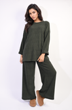 Loose Long Sleeve Top and Wide Leg Trousers Co-ord Set