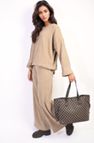 Loose Long Sleeve Top and Wide Leg Trousers Co-ord Set