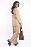 Loose Long Sleeve Top and Wide Leg Trousers Co-ord Set