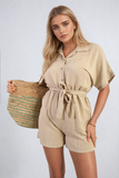 Buttoned Tie Waist Romper