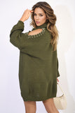 High Neck Oversized Open Shoulder Long Sleeve Knitted Jumper