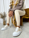 Luxe Bee Decorative Lace Up Platform Trainers