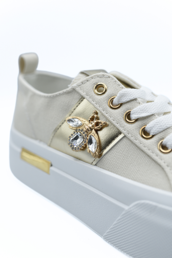 Luxe Bee Decorative Lace Up Platform Trainers