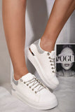 Embellished Lace Platform Trainers