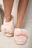 Teddy Bear Bow Faux Fur Fluffy Slippers