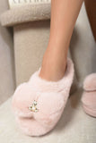 Teddy Bear Bow Faux Fur Fluffy Slippers