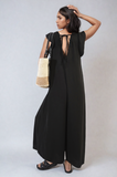 Ruffle Sleeve V-Neck Loose Waist Wide Leg Jumpsuit