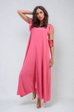 Ruffle Sleeve V-Neck Loose Waist Wide Leg Jumpsuit