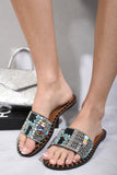 Open Toe Jewelled Flat Sandals