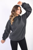 Oversized Ruched Sleeves Knitted Hoodie with Ribbon Detail