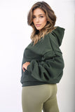 Oversized Ruched Sleeves Knitted Hoodie with Ribbon Detail