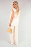 Textured Frill Sleeve Top & Wide Leg Trouser Co-ord Set