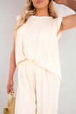 Textured Frill Sleeve Top & Wide Leg Trouser Co-ord Set