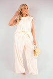 Textured Frill Sleeve Top & Wide Leg Trouser Co-ord Set
