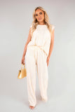 Textured Frill Sleeve Top & Wide Leg Trouser Co-ord Set