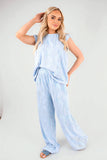 Textured Frill Sleeve Top & Wide Leg Trouser Co-ord Set
