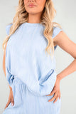 Textured Frill Sleeve Top & Wide Leg Trouser Co-ord Set
