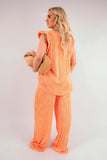 Textured Frill Sleeve Top & Wide Leg Trouser Co-ord Set