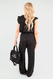 Textured Frill Sleeve Top & Wide Leg Trouser Co-ord Set