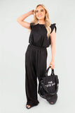 Textured Frill Sleeve Top & Wide Leg Trouser Co-ord Set