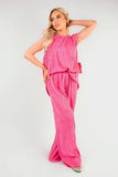 Textured Frill Sleeve Top & Wide Leg Trouser Co-ord Set