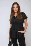 Button Front Cinched Waist Top