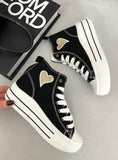 High Top Lace Up Heart Detailed Kids Trainers