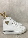 High Top Lace Up Heart Detailed Kids Trainers