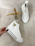 High Top Lace Up Heart Detailed Kids Trainers