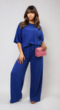 Ribbed Oversized Top and Drawstring Wide Leg Trouser Co-ord Set