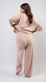 Ribbed Oversized Top and Drawstring Wide Leg Trouser Co-ord Set