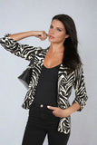 Striped Print Lapel Collar Blazer Jacket