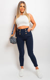 High Waisted Button Front Leggings