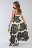 Printed Boho Maxi Dress with Front Slit