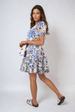 Floral V-Neck Tie Waist Mini Dress