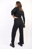 Knitted High Neck Long Sleeve Top & Wide Leg Trouser Co-ord Set