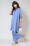 Oversized Button Front Shirt & Wide Leg Pants Co-ord Set