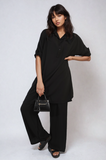 Oversized Button Front Shirt & Wide Leg Pants Co-ord Set