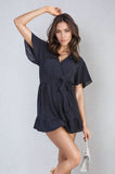 Belted Wrap-Over Frill Playsuit