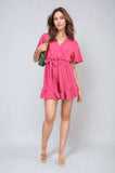 Belted Wrap-Over Frill Playsuit