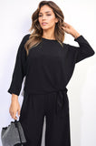 Side Tie Long Sleeve Casual Top