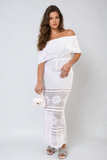 Knit Crochet Off Shoulder Maxi Dress