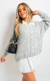 V Neck Long Sleeve Knitted Jumper