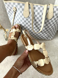 Gold Trim Detail Two Strap Flat Sandals