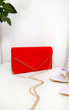 Faux Suede Envelope Clutch Bag