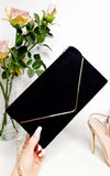 Faux Suede Envelope Clutch Bag