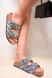 Double Buckle Detail Slip On Sandals