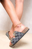 Double Buckle Detail Slip On Sandals