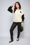 Round Neck Rock & Roll Print Knitted Jumper